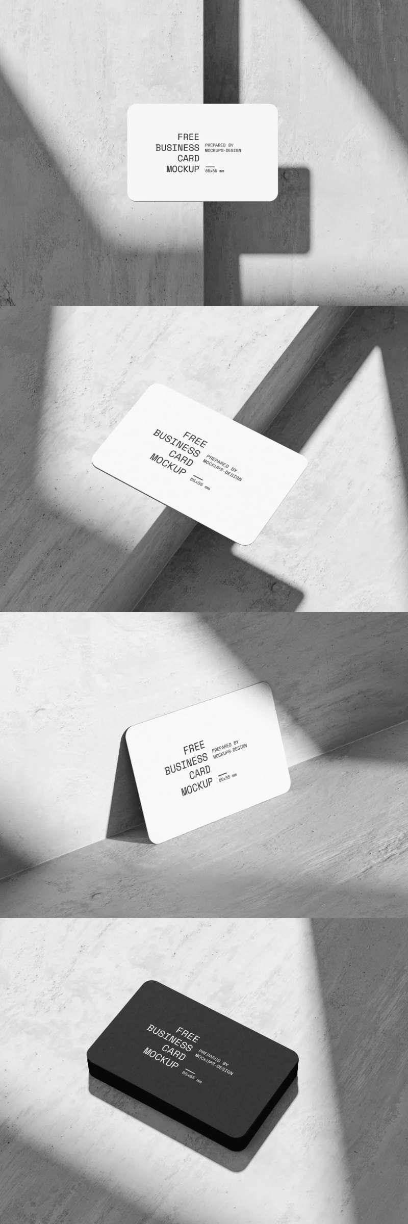 混泥土上的圆角名片贴图样机-采灵感-cailinggan.com