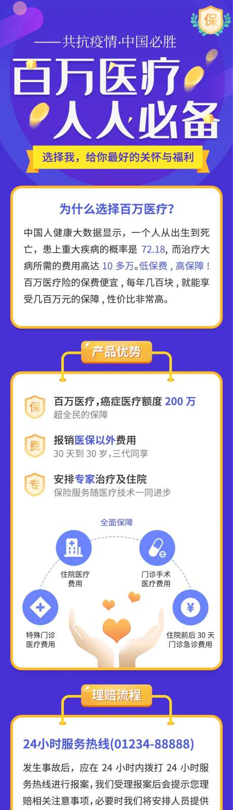 医疗重疾保险在线报名长图海报-采灵感-https://www.cailinggan.com/
