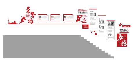 企业楼梯文化墙-采灵感-https://www.cailinggan.com/