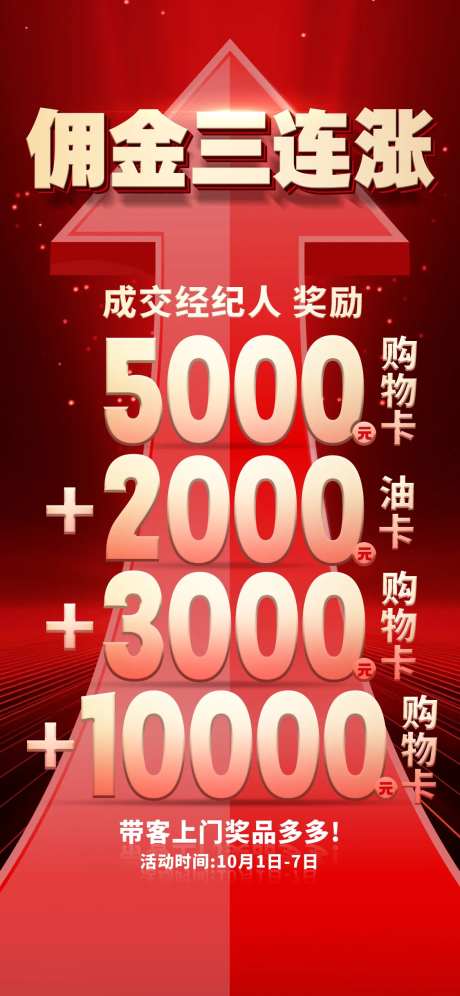 地产佣金三连涨红金海报-采灵感-https://www.cailinggan.com/