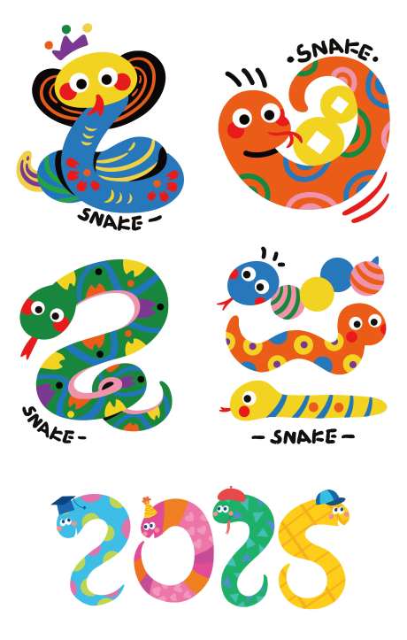 多巴胺小蛇卡通插画-采灵感-https://www.cailinggan.com/