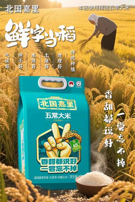 五常大米宣传海报灯箱-采灵感-https://www.cailinggan.com/