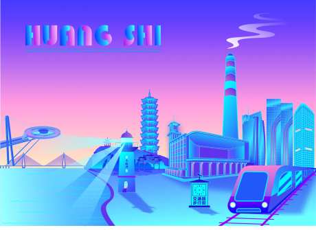 黄石矢量建筑海报-采灵感-https://www.cailinggan.com/