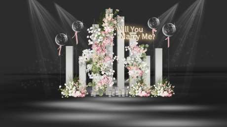 粉白色韩式求婚设计效果图-采灵感-https://www.cailinggan.com/