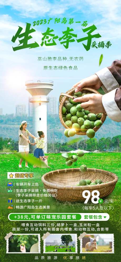 生态李子采摘季旅游海报-采灵感-https://www.cailinggan.com/