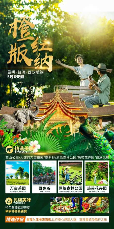 云南版纳旅游海报-采灵感-https://www.cailinggan.com/