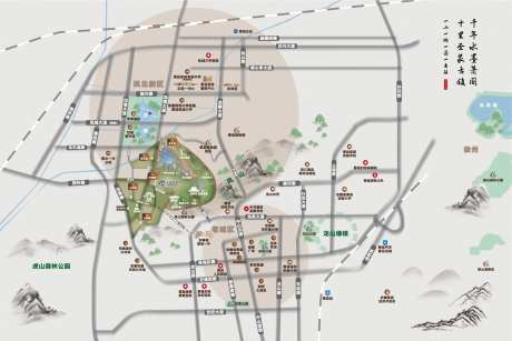 水墨风格区位图-采灵感-https://www.cailinggan.com/