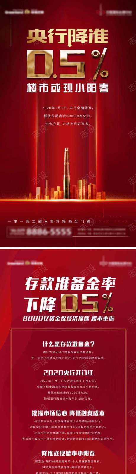 降准利好海报展架-采灵感-https://www.cailinggan.com/
