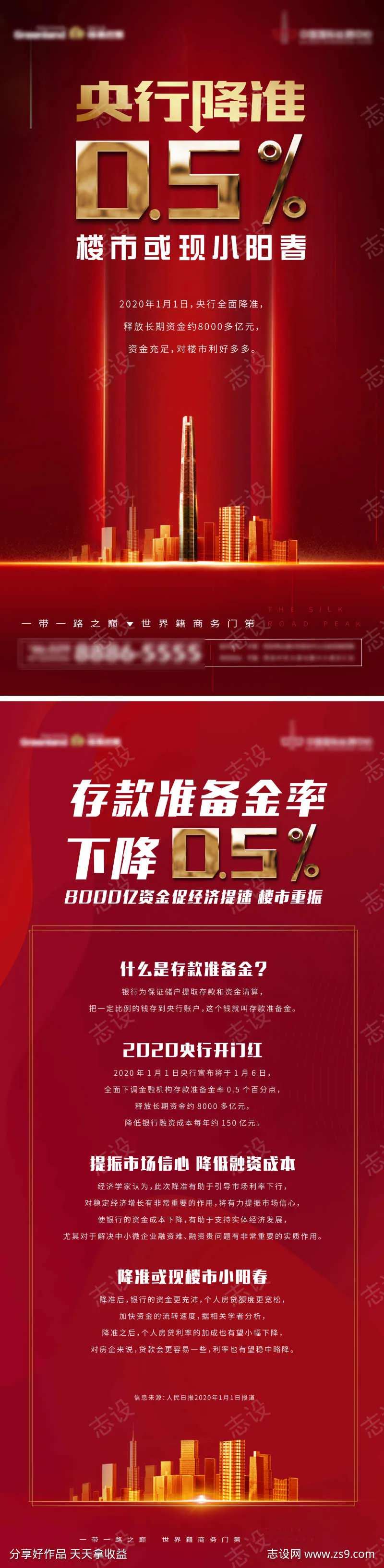 降准利好海报展架-采灵感-cailinggan.com