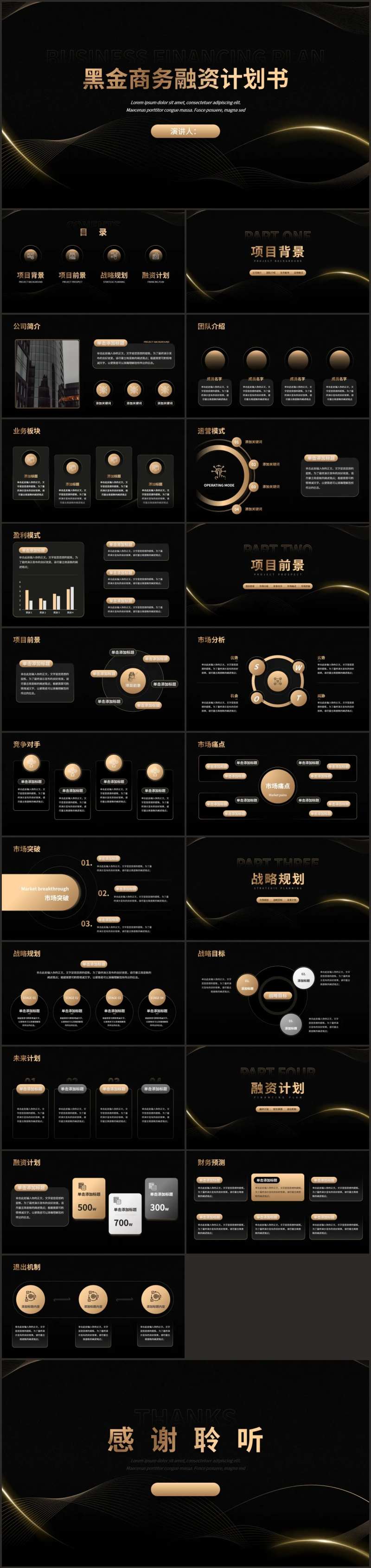 商务风创业融资计划书黑金PPT-采灵感-cailinggan.com