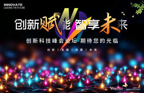科技创新会议背景板-采灵感-https://www.cailinggan.com/