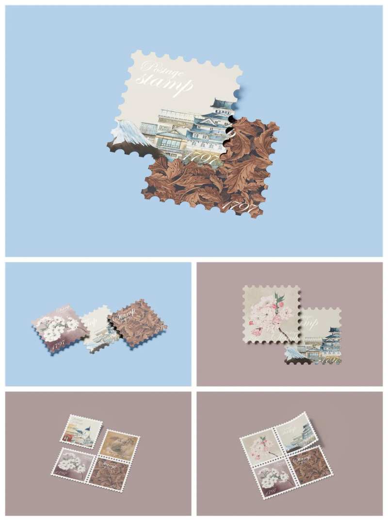 邮票信纸信封样机-采灵感-cailinggan.com