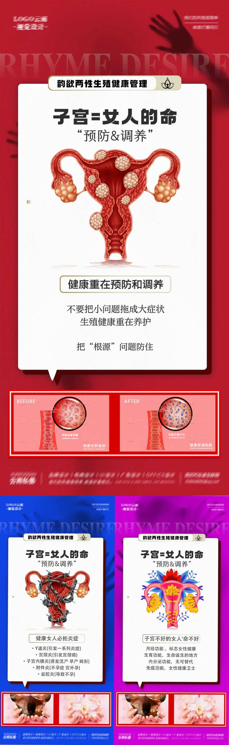 医美私密生殖健康女性子宫科普系列海报-采灵感-cailinggan.com