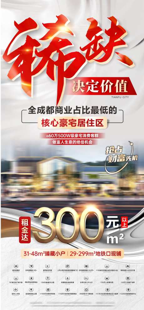 商铺租金稀缺海报-采灵感-https://www.cailinggan.com/