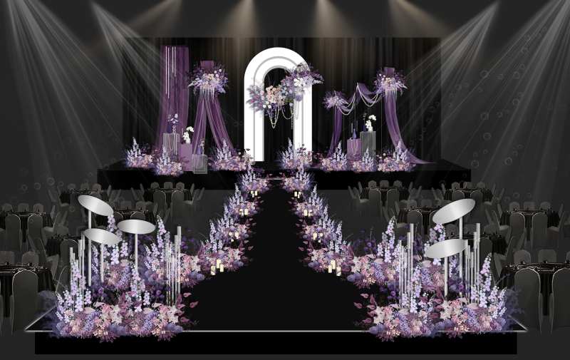 紫色韩式婚礼效果图背景板-采灵感-cailinggan.com