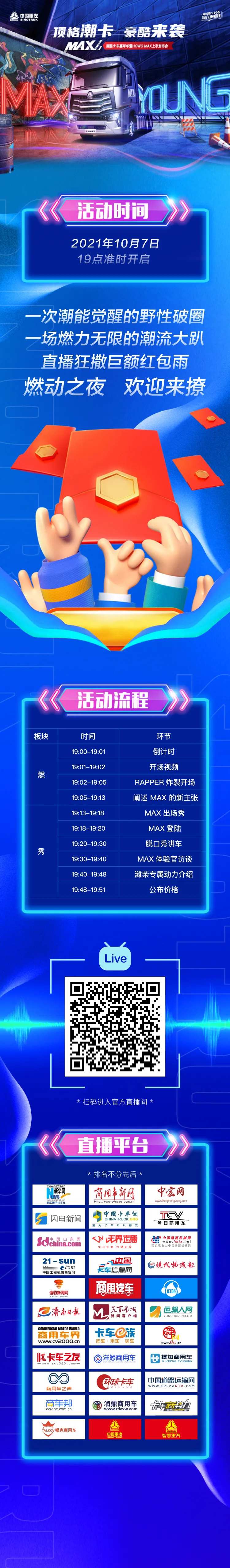 汽车卡车潮流上市活动流程直播长图海报-采灵感-cailinggan.com