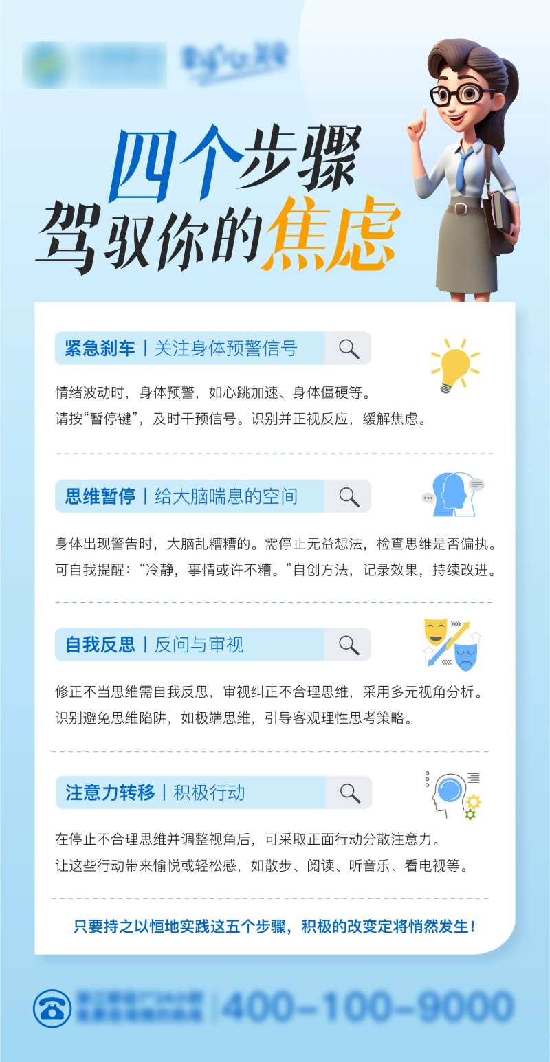 四个步骤解决你的焦虑海报-采灵感-cailinggan.com