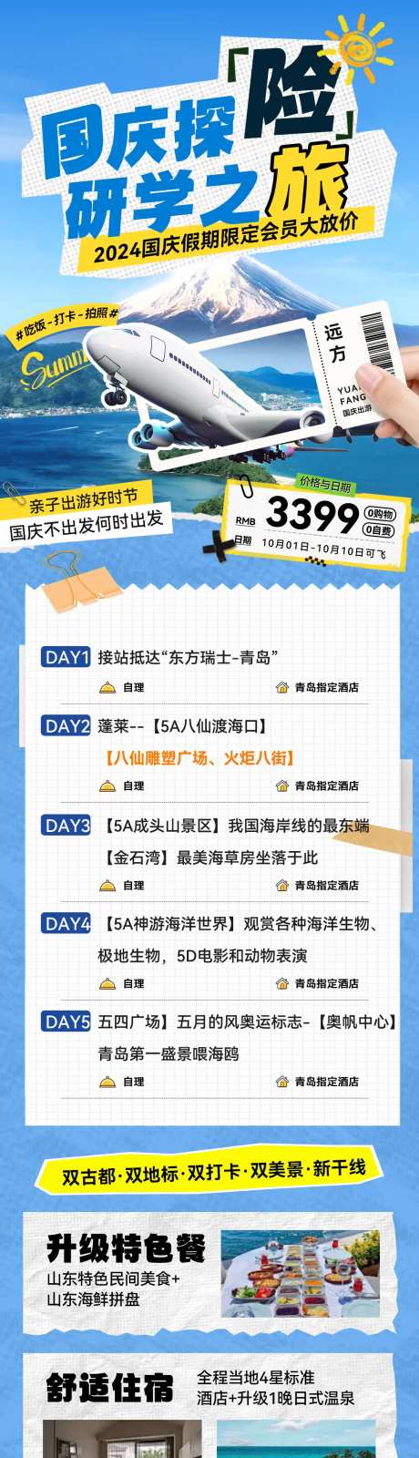 国庆节出行旅游研学游流程计划海报长图-采灵感-https://www.cailinggan.com/