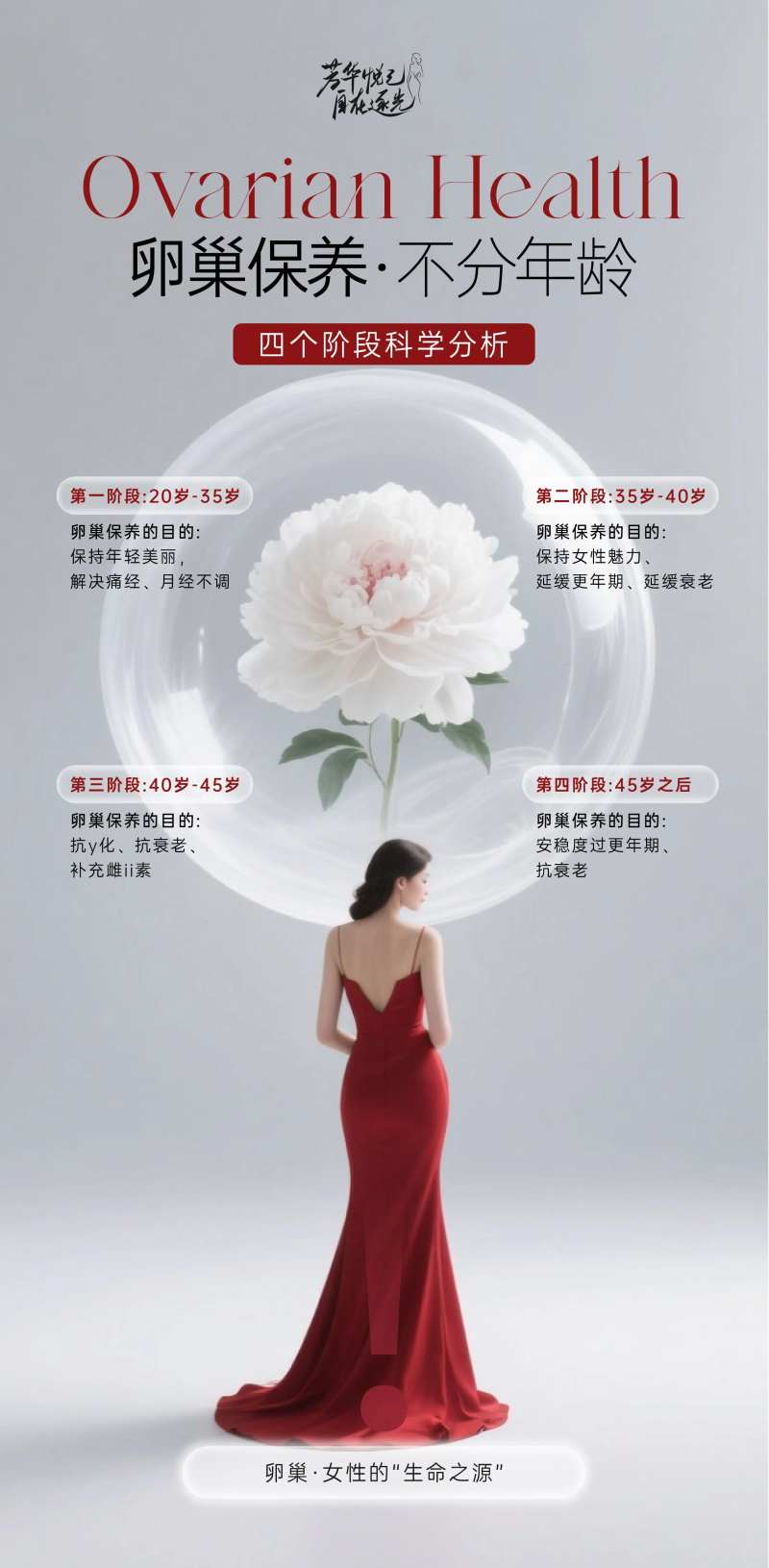 妇科卵巢保养芳华系列海报-采灵感-cailinggan.com