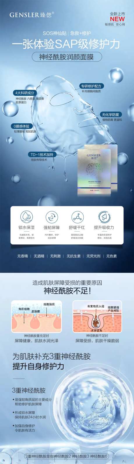 神经酰胺面膜促销海报长图-采灵感-https://www.cailinggan.com/