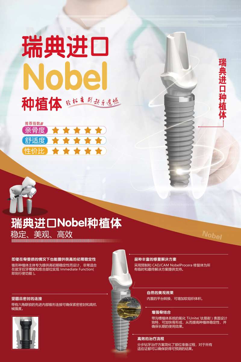 红色Nobel种植牙植体海报-采灵感-cailinggan.com