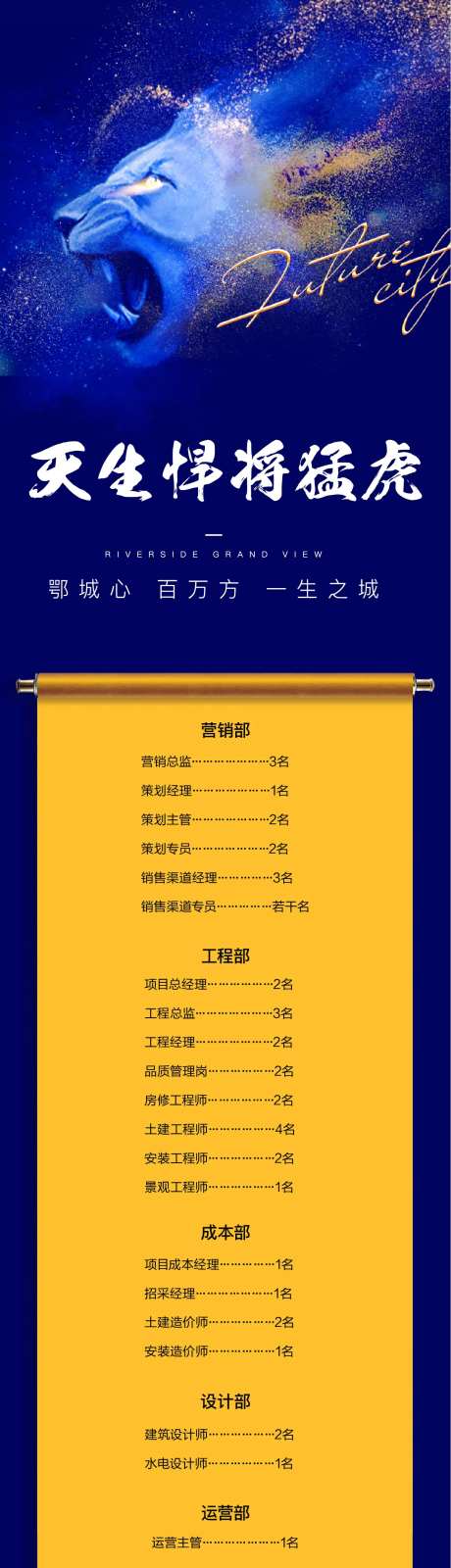 地产招聘动物老虎狮子卷轴长图海报-采灵感-https://www.cailinggan.com/