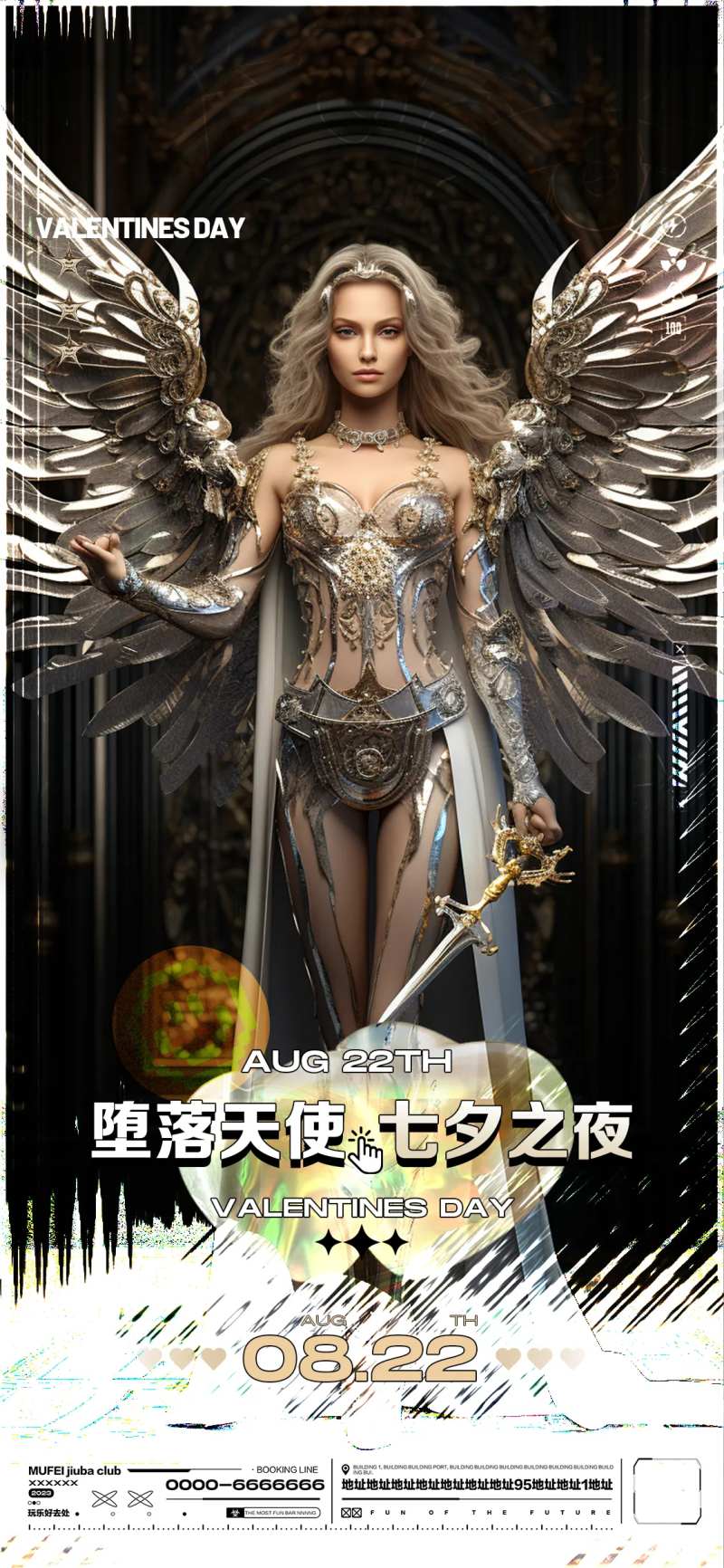 酒吧七夕特别企划派对活动海报-采灵感-cailinggan.com