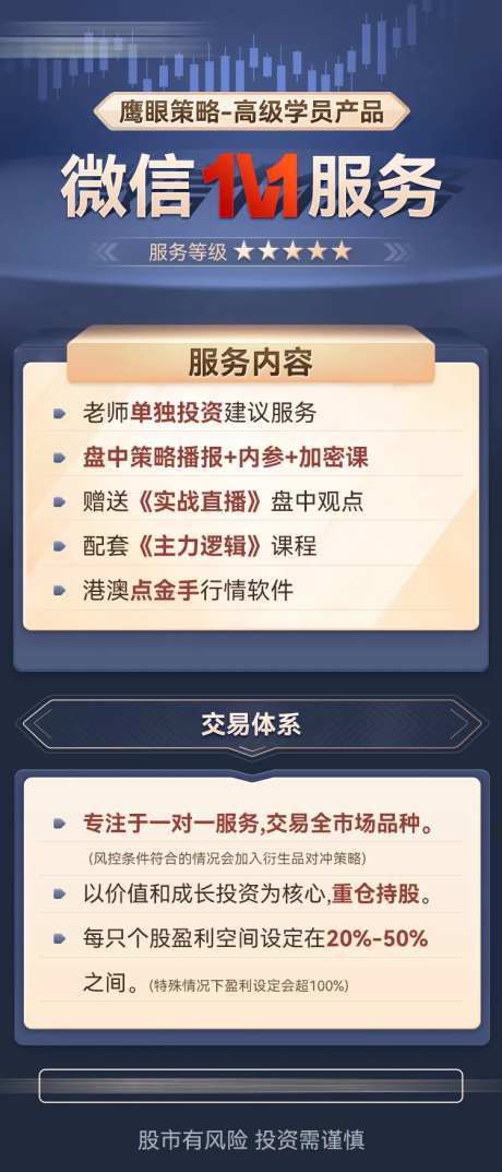 金融股票一对一服务海报-采灵感-https://www.cailinggan.com/
