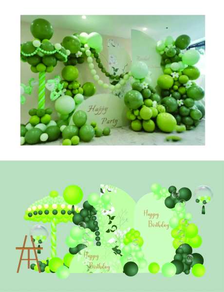 绿色生日宴场景布置 -采灵感-https://www.cailinggan.com/