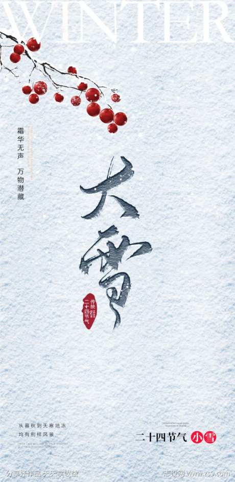 小雪大雪大寒小寒二十节气地产圈图海报-采灵感-https://www.cailinggan.com/