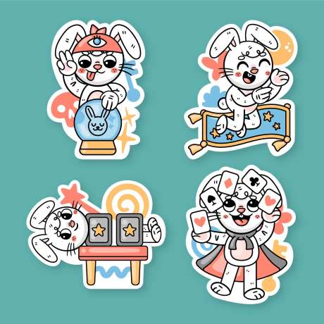 贴纸兔子形象-采灵感-https://www.cailinggan.com/