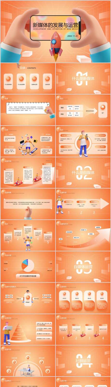 3D元素创意概念新媒体的发展PPT-采灵感-https://www.cailinggan.com/