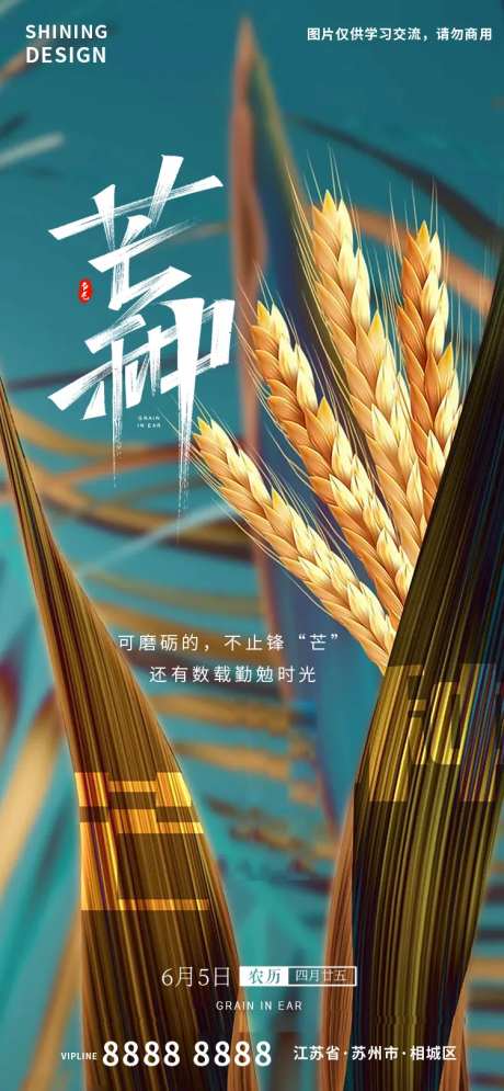 芒种高清麦子海报-采灵感-https://www.cailinggan.com/
