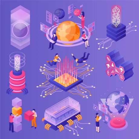 2.5d插画科技智能ai插图-采灵感-https://www.cailinggan.com/