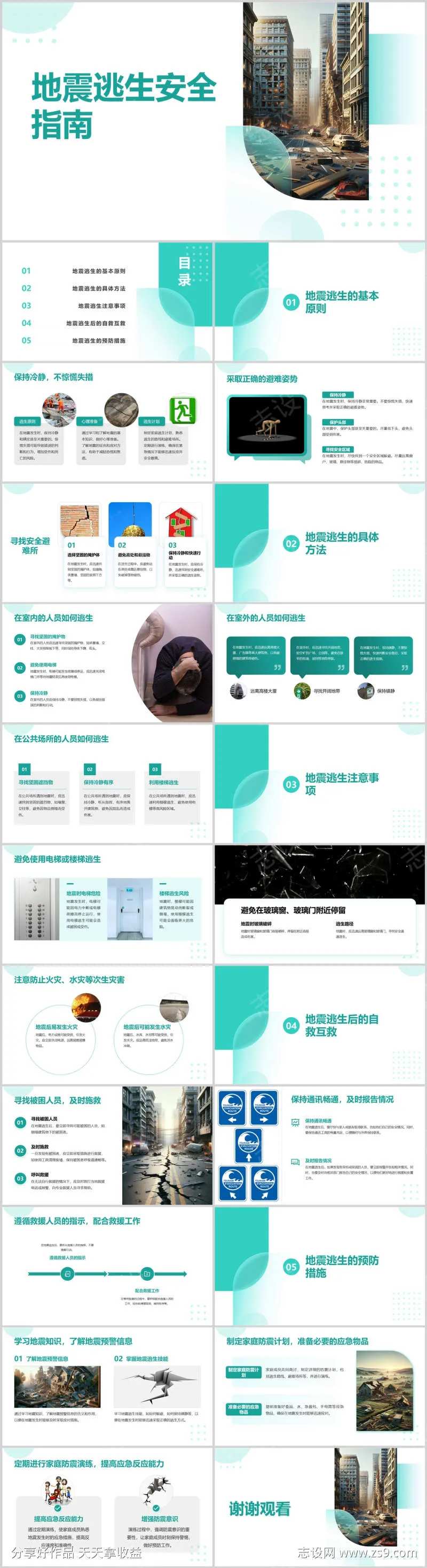 地震逃生安全指南PPT-采灵感-cailinggan.com