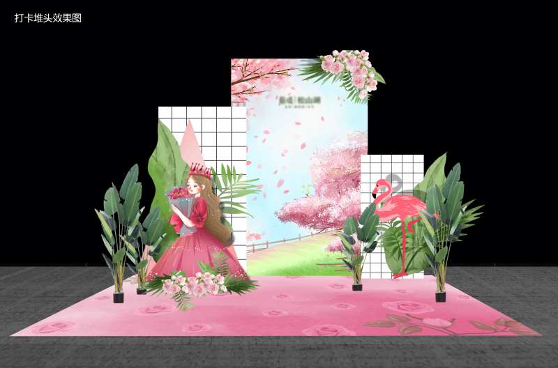 春天樱花网红火烈鸟女神打卡堆头-采灵感-cailinggan.com