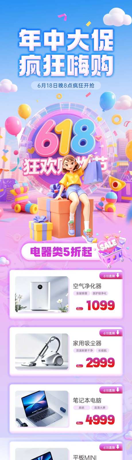 618电商产品品类推荐活动信息长图-采灵感-https://www.cailinggan.com/