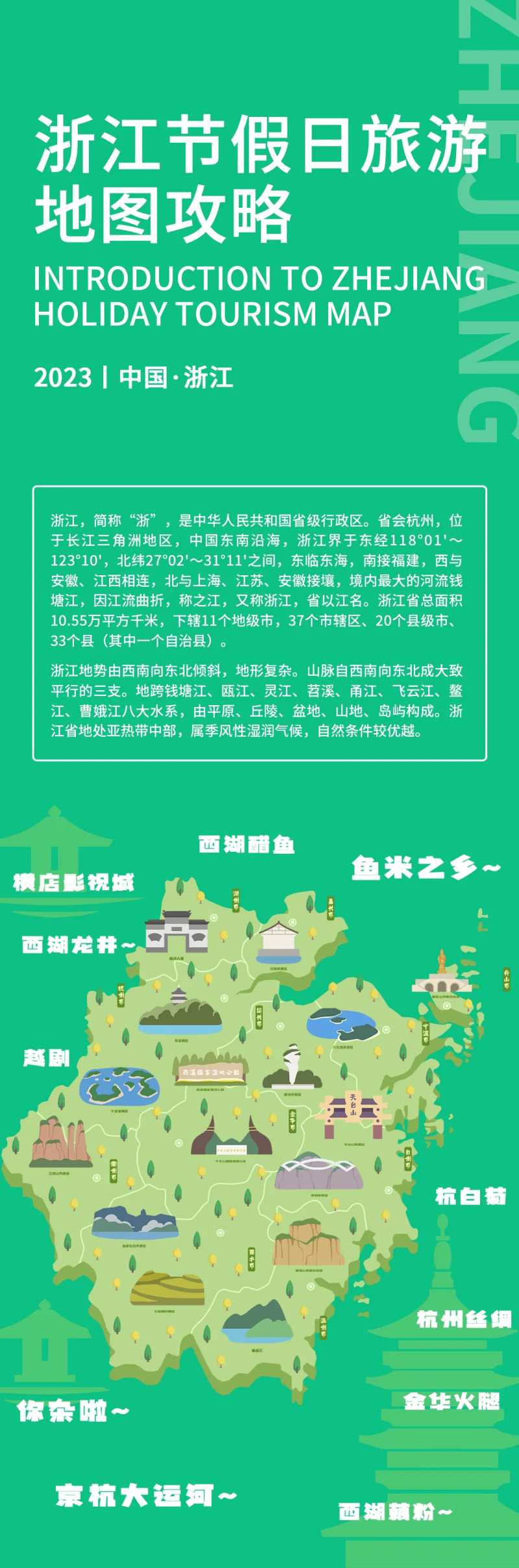 浙江旅游地图攻略海报-采灵感-cailinggan.com