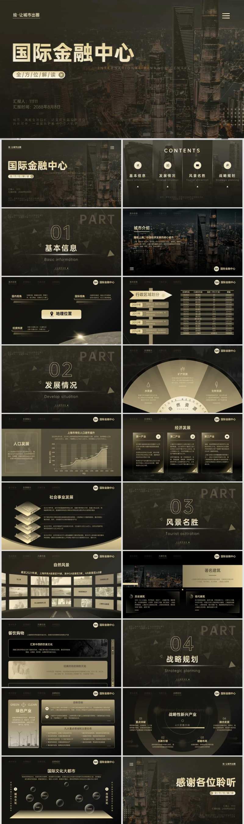 上海城市介绍商务风黑金PPT-采灵感-cailinggan.com