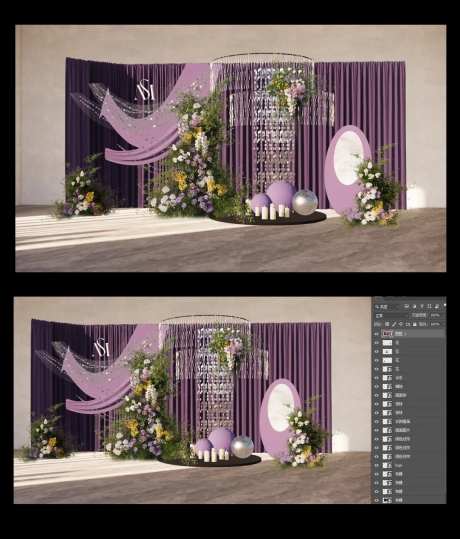 紫色布幔冰条小众婚礼-采灵感-https://www.cailinggan.com/