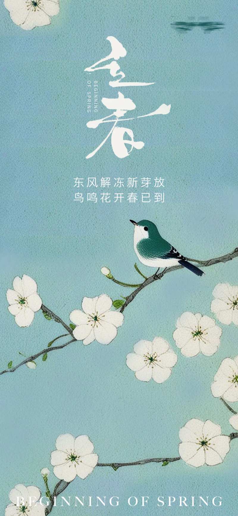 立春二十四节气祝福清新感全屏竖版海报-采灵感-cailinggan.com