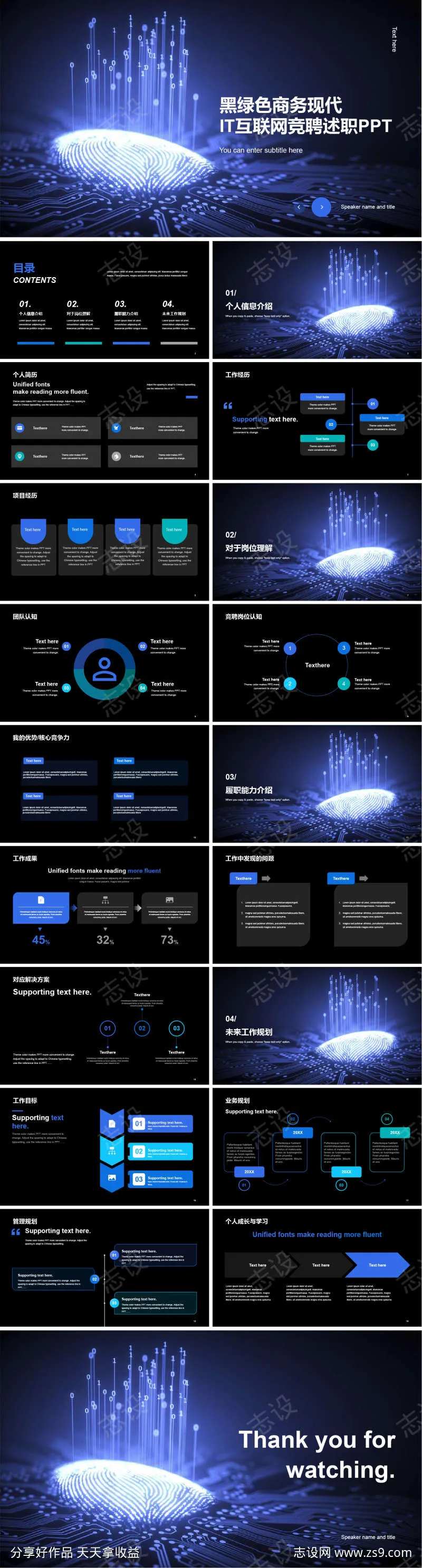 黑绿色商务现代IT互联网竞聘述职PPT-采灵感-cailinggan.com