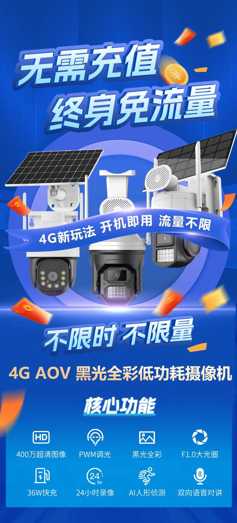 免流量监控蓝金海报-采灵感-cailinggan.com