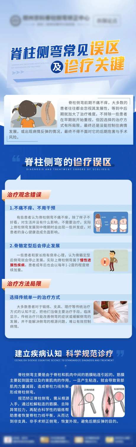 医疗认知脊柱侧弯科普海报-采灵感-https://www.cailinggan.com/