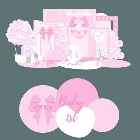 粉色ins公主风周岁宴-采灵感-https://www.cailinggan.com/