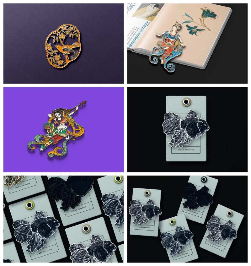 金鱼金属扣胸牌胸针样机-采灵感-cailinggan.com
