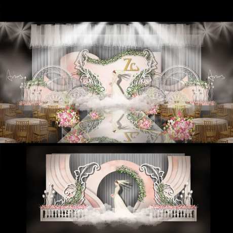 粉色婚礼舞台美陈-采灵感-https://www.cailinggan.com/