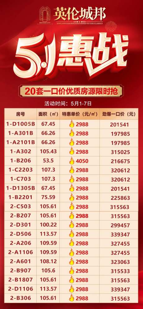 地产五一特价房源海报-采灵感-https://www.cailinggan.com/