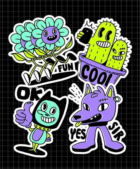 卡通插画贴纸-采灵感-https://www.cailinggan.com/