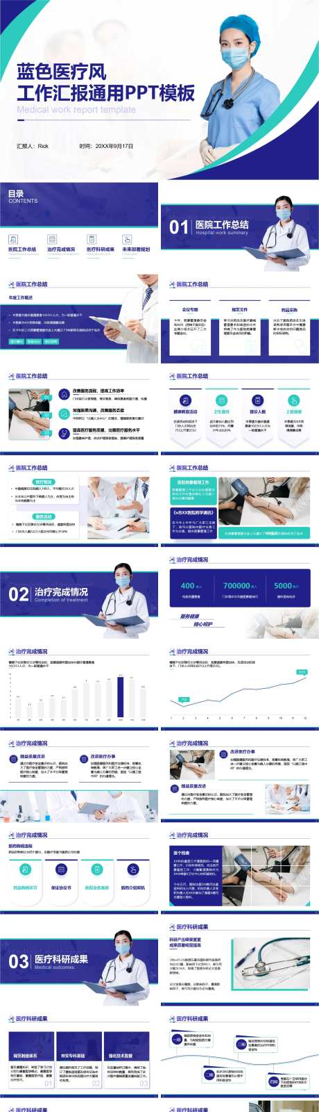 蓝色医疗风工作汇报通用PPT-采灵感-https://www.cailinggan.com/